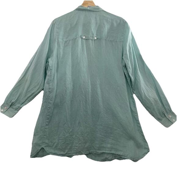 Soft Surroundings Button Up Linen Tunic Womens Large Pin Tuck Long Sleeve - Picture 5 of 12
